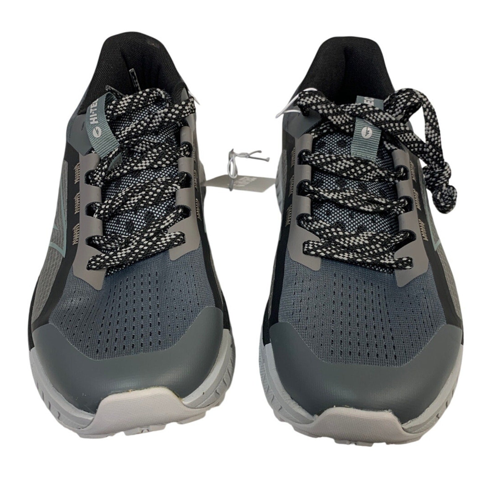 Hi-Tec Mens Size 8 Black Gray Mesh Lace Up Athletic Running Tennis Shoes
