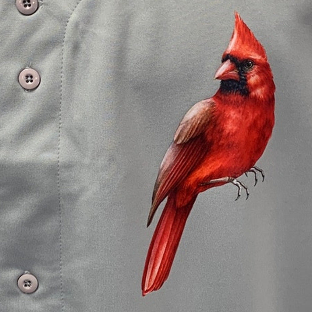 New Tag Team Mens Medium Hand Printed Cardinal Bird Buttoned Sleeveless Jersey