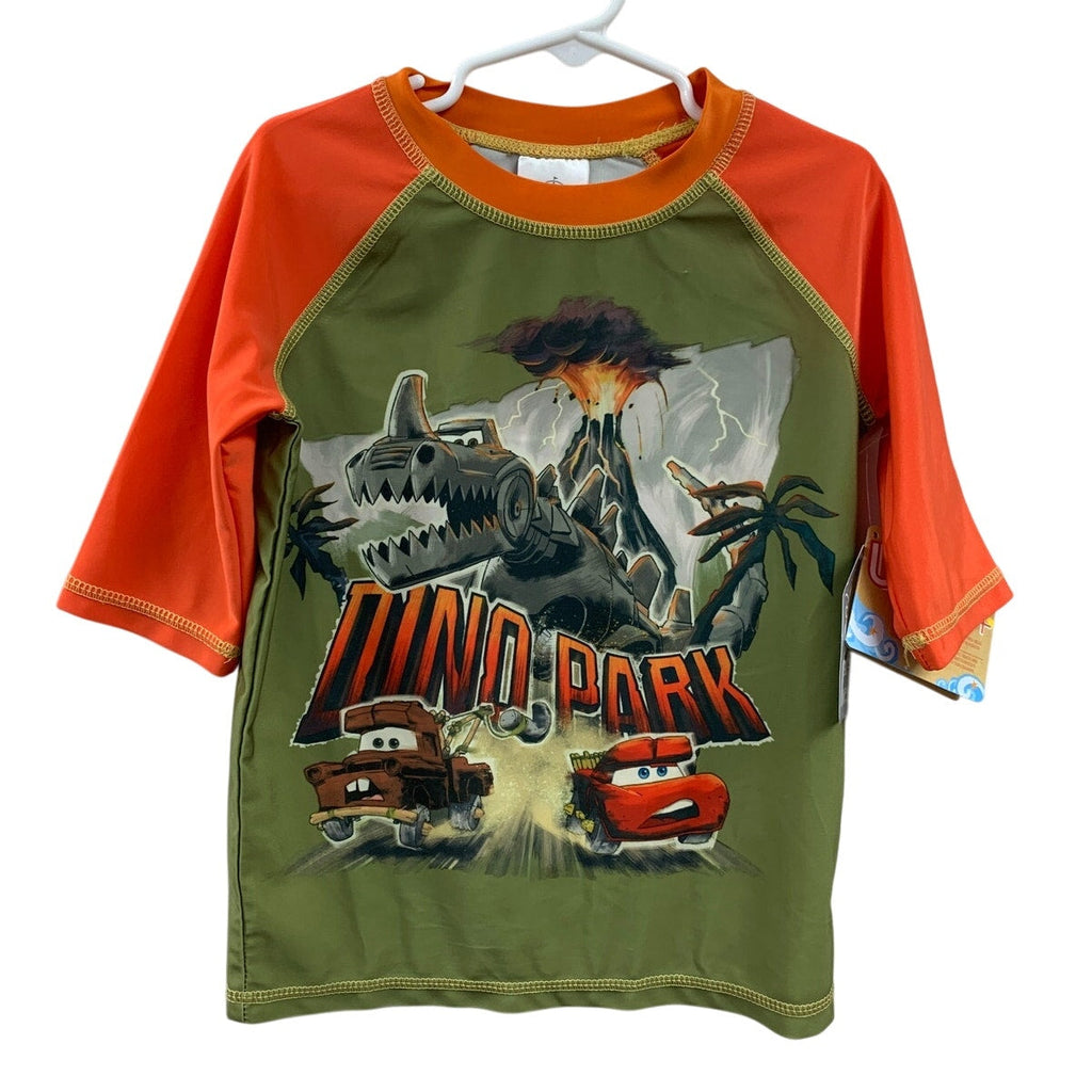 New Disney Cars on the Road Boys 7/8 UPF 50+ Swim Swimming Short Sleeve Shirt