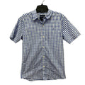 Nautica Boys XL (18/20) Short Sleeve White Blue Plaid Button Up Casual Shirt