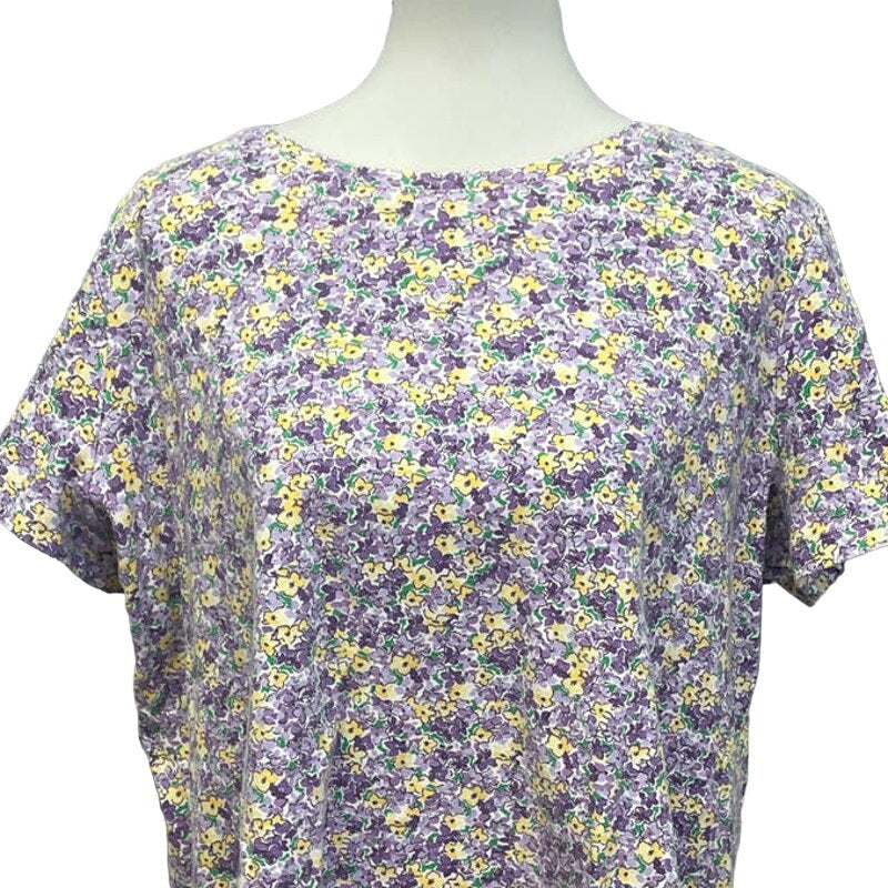 Laura Scott  Womens 16/18W Short Sleeve Floral Cotton Blend Short Sleeve Tee