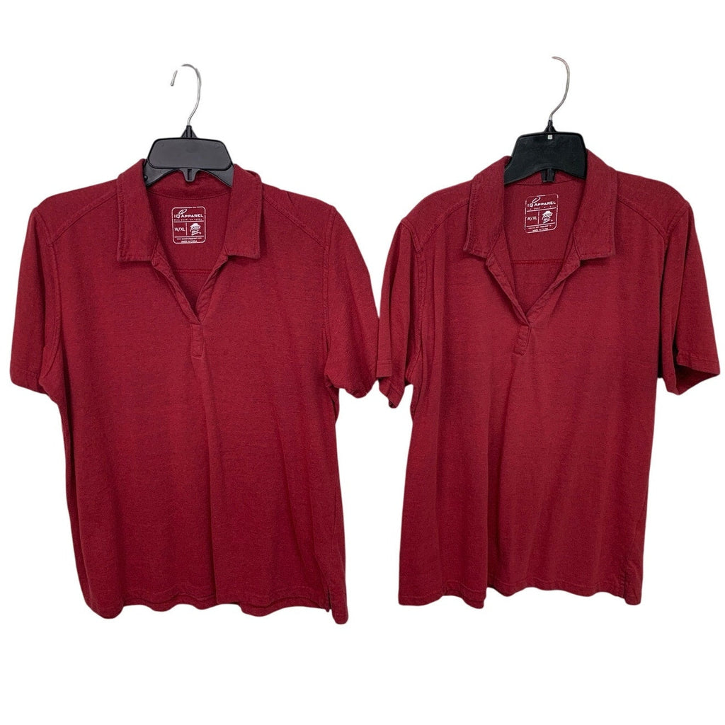 Lot of 2 IQ Apparel Womens XL Red Pizza Hut Heathered Red Uniform Polos