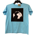 New Upcycled Hand Printed Youth Small Save Planet Earth Short Sleeve Tee Shirt