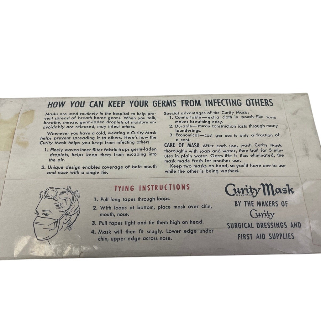 Vintage 1950s Bauer & Black Curity Face Mask Hospital Masking for the Home