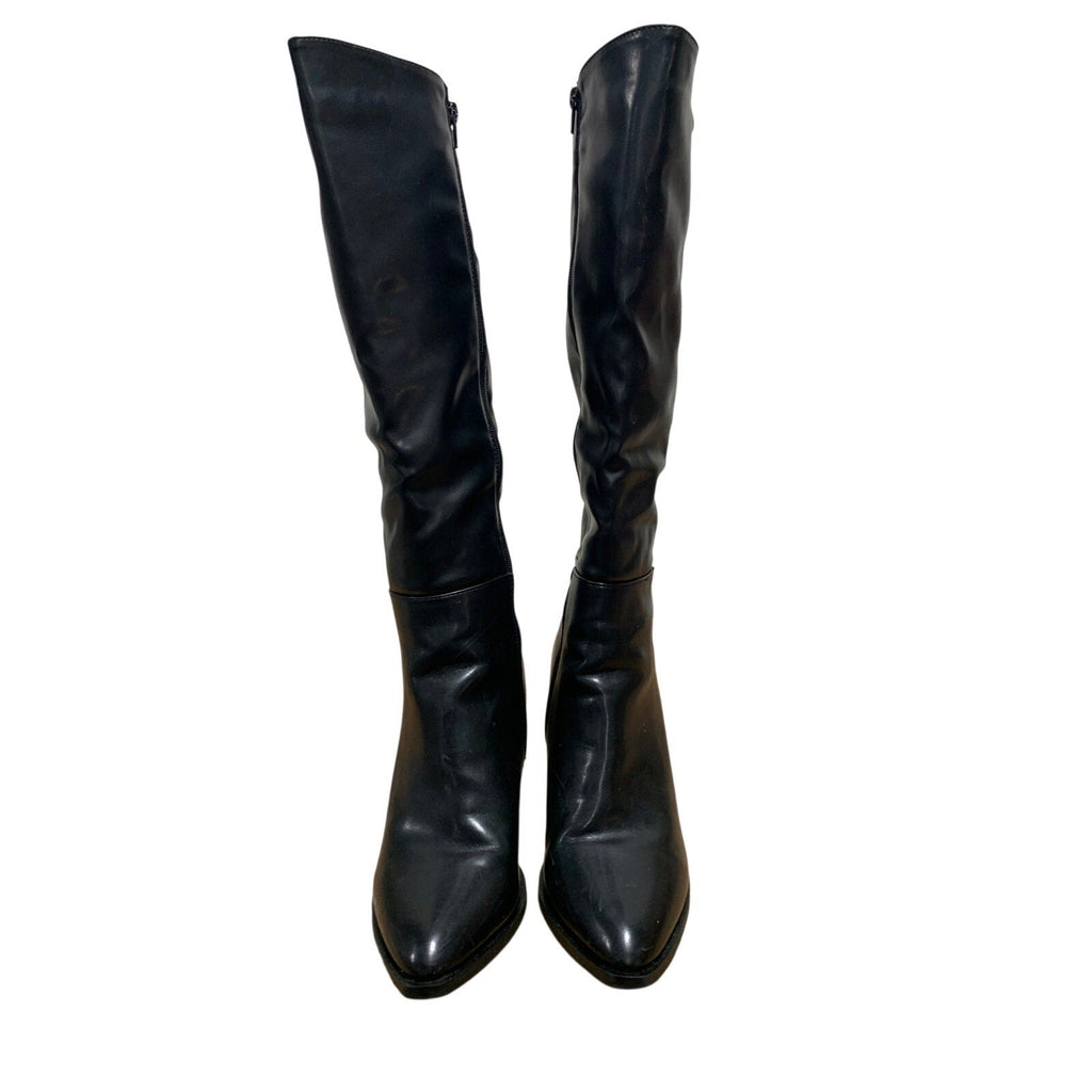 Vepose Womens Size 9 Black 3.5" Heel Knee High Boots Closed Pointed Toe Shoes