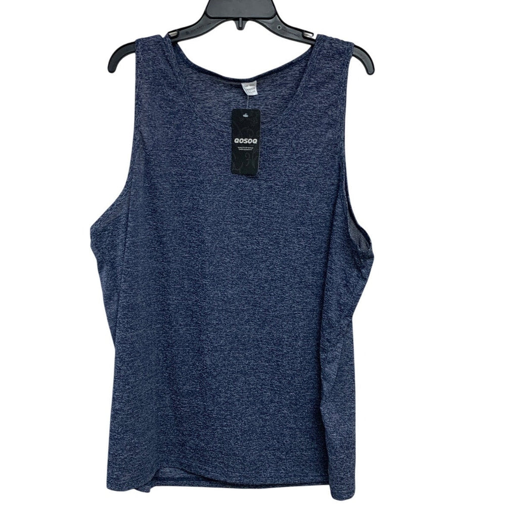 NWT New QOSOQ Mens XXXL Heathered Blue Sheer Sleeveless Workout Tank Top