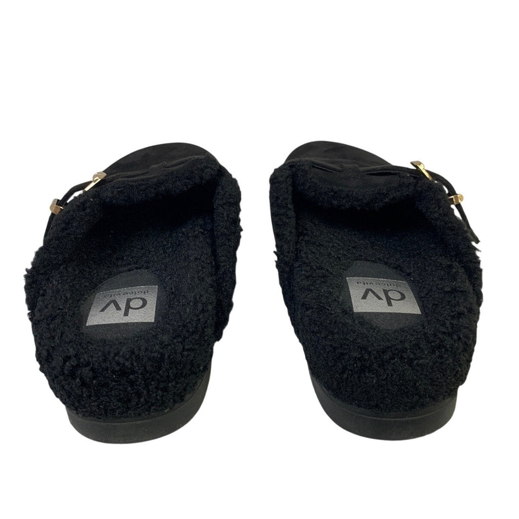Dolce Vita Womens Size 9 Black Faux Suede Clog Fur Lined Round Toe Slip On Shoes