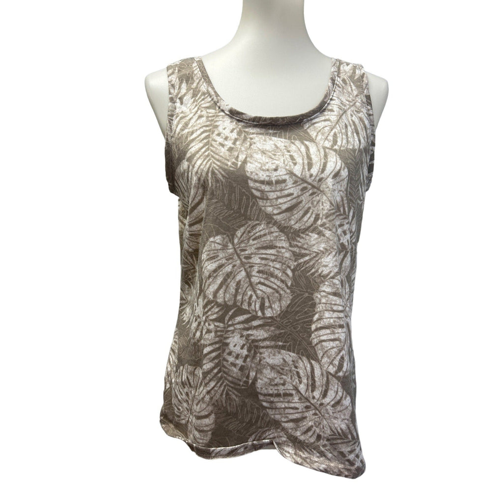 Attention Time & Tru Womens Medium Large Sleeveless Brown Floral Tank Tops