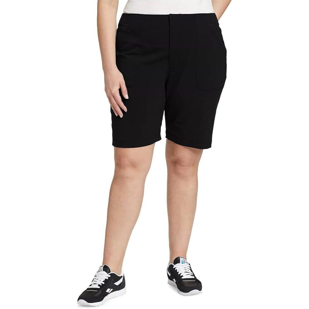 New Eddie Bauer Womens 12T 12 Tall Black High Rise Fitted Horizon Bermuda Shorts