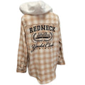 New Hand Printed Womens Small Redneck Yacht Club Long Sleeve Flannel Hoodie
