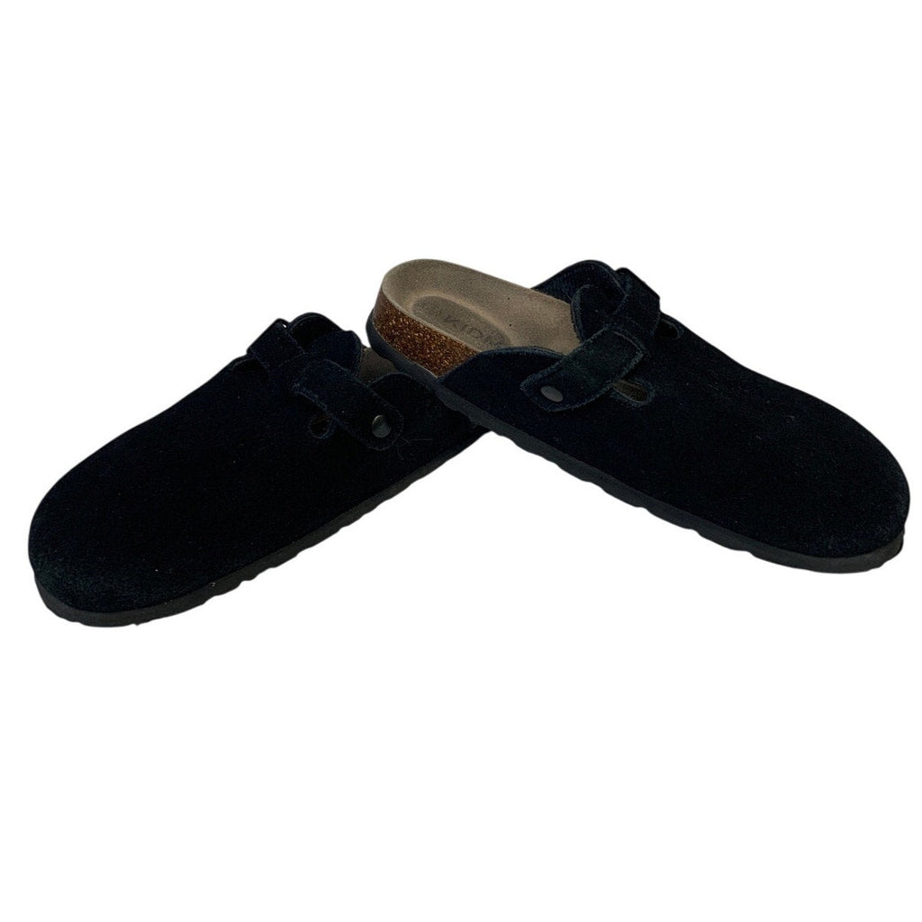Kidmi Womens Size 8.5 Black Faux Suede Cork Clogs Closed Round Toe Slip On Shoes