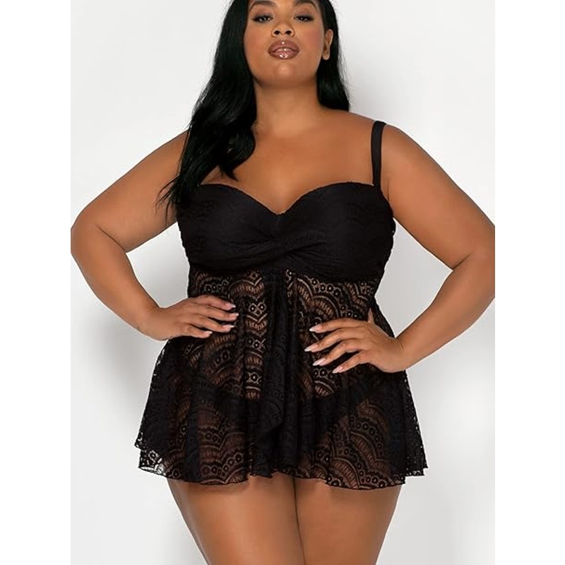NWT New Smart & Sexy Womens 42DD Underwire Twist Bandeau Tankini Swim Top ONLY