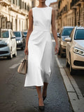 Round Neck Sleeveless Midi Sheath Dress