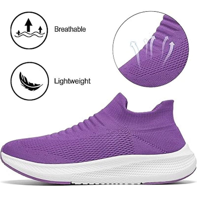 Shulook Womens Size 10.5 Purple Mesh Slip On Breathable Comfort Walking Shoes