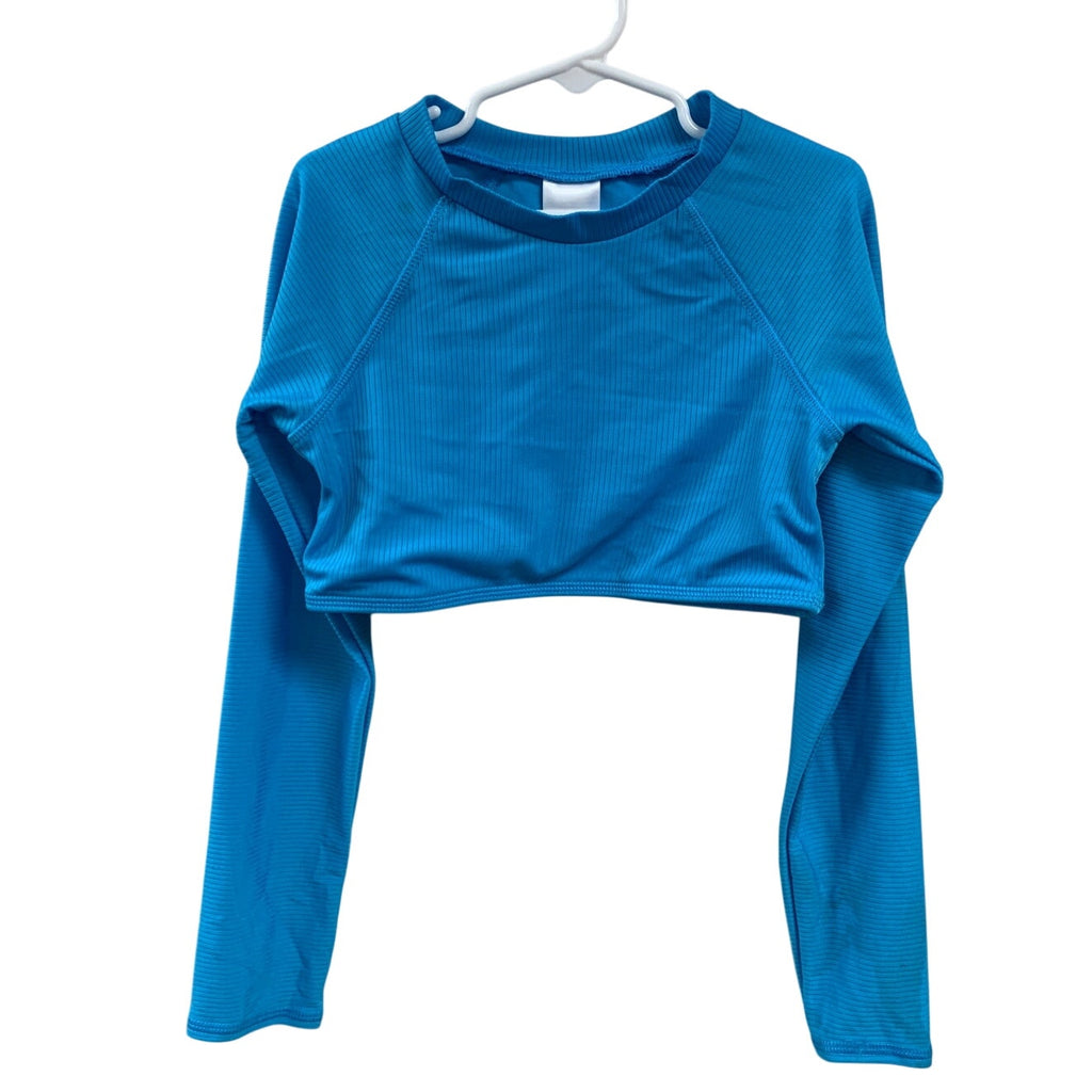 New Art Class Girls XS (4/5) Textured Stripe PolySpandex Long Sleeve Cropped Top