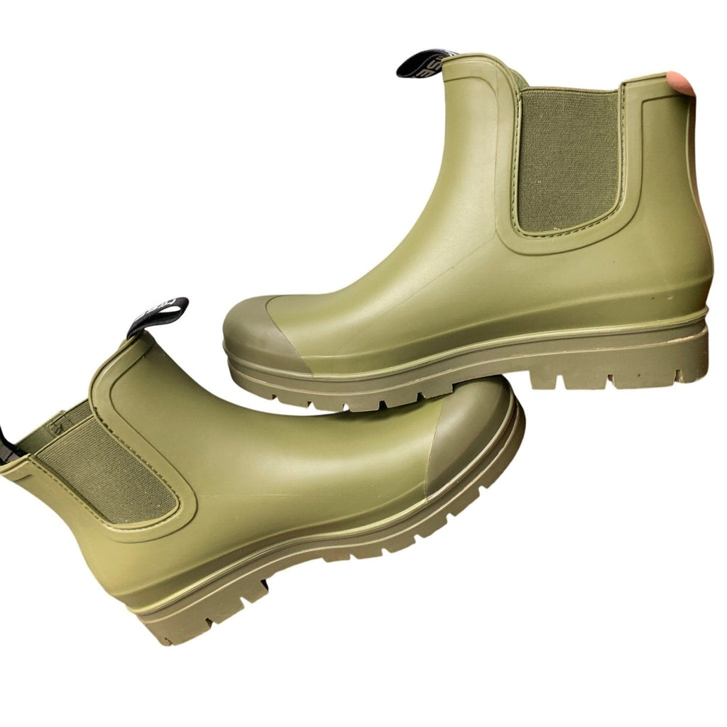 Hisea Womens Size 11 Green Short Waterproof Garden Pull On Chelsea Rain Boots