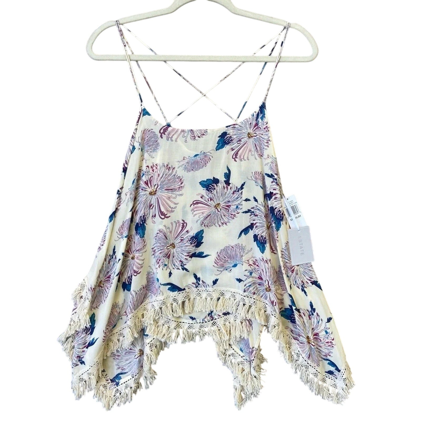 NWT New 1 State Spice Market Womens Medium Strappy Lacy Floral Summer Top