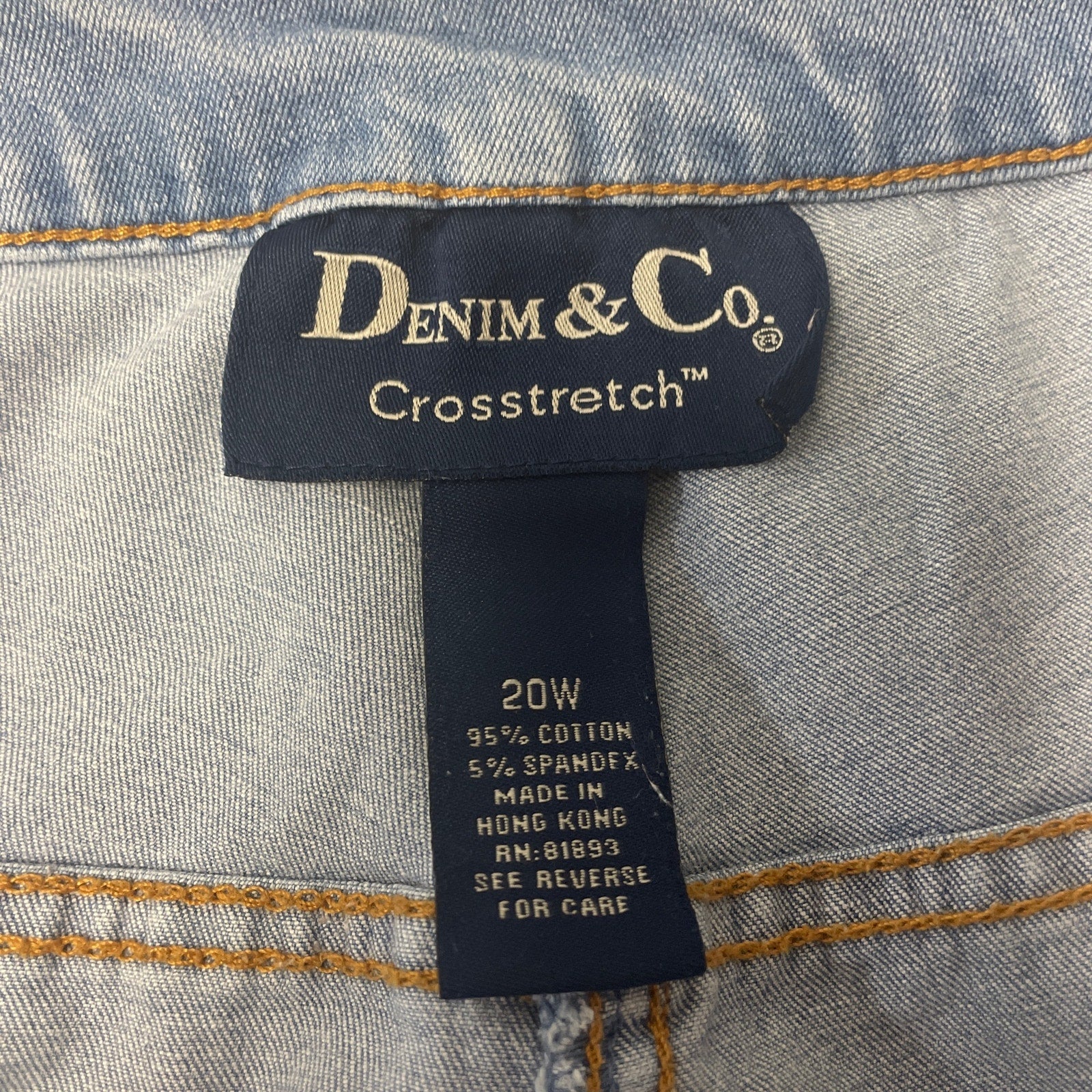 Denim & Co Crossstretch 20W Vintage Stretch Cotton Straight Leg Denim Blue Jeans