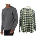 New Champion Unisex Medium Gray Pullover Sweatshirt w Bonus Plaid Flannel Hoodie