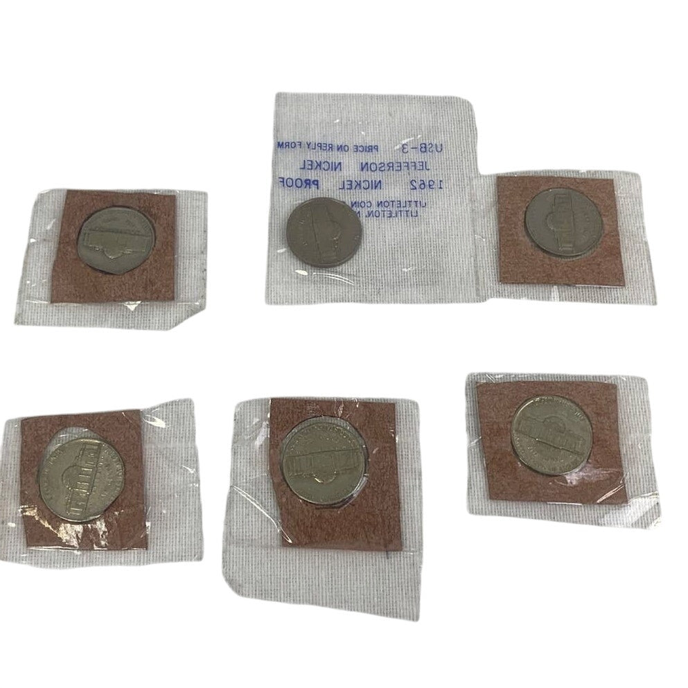 Lot of 6 Vintage 1948 1962 1964 1974 1976D 1977D Silver Jefferson Nickels