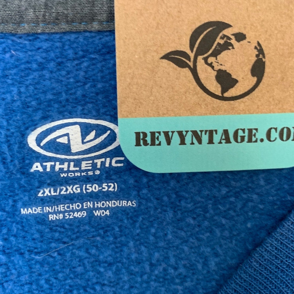 Upcycled Hand Printed Mens 2XL Blue Beauty From Ashes Isaiah 61:3 Sweatshirt