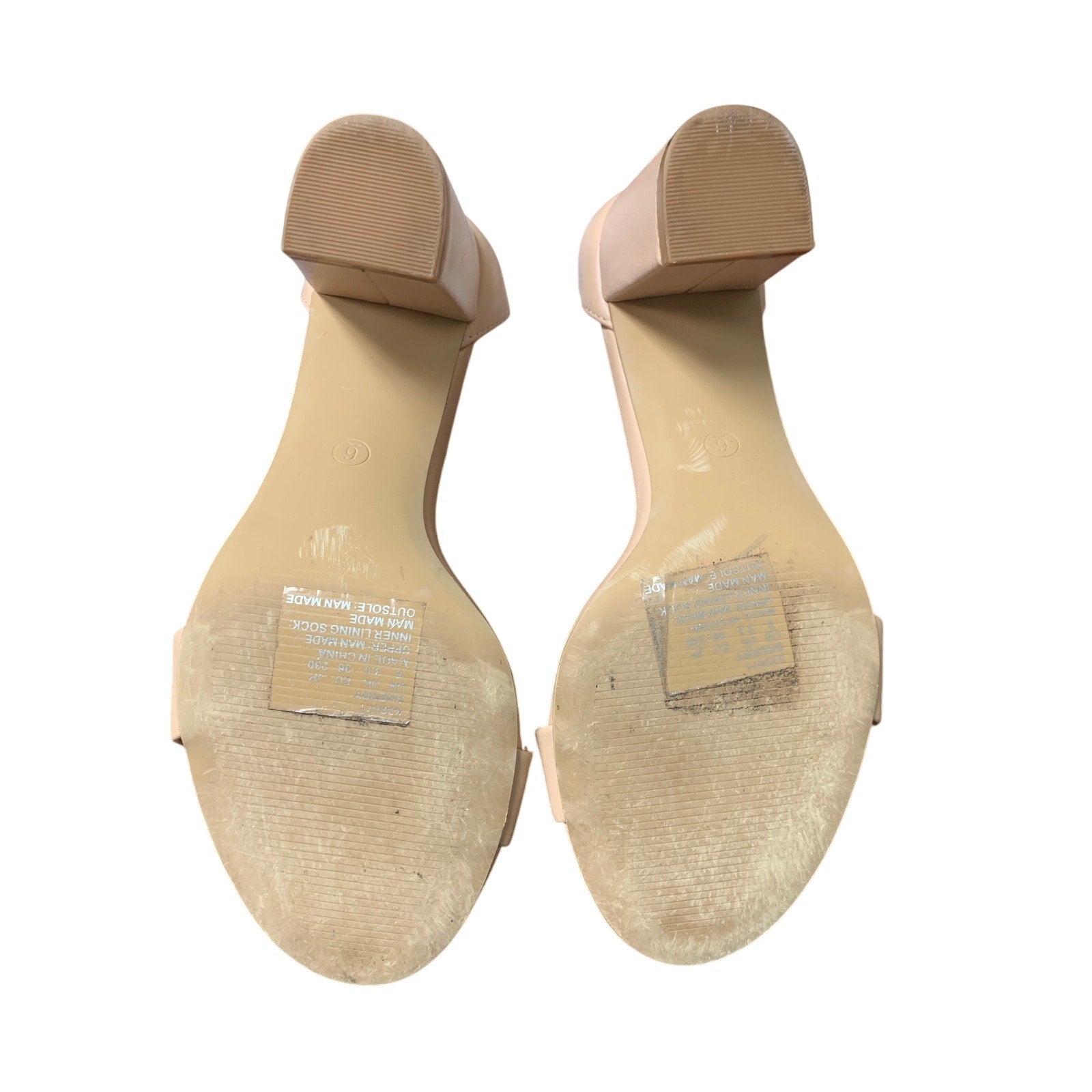 Pizz Annu Womens Size 6 Tan Open Toe 2.5" Block Heel Ankle Strap Sandal Shoes