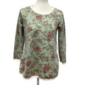 OJT Womens Medium Long Sleeve Crew Neck Floral Cotton Blend Top w Pockets