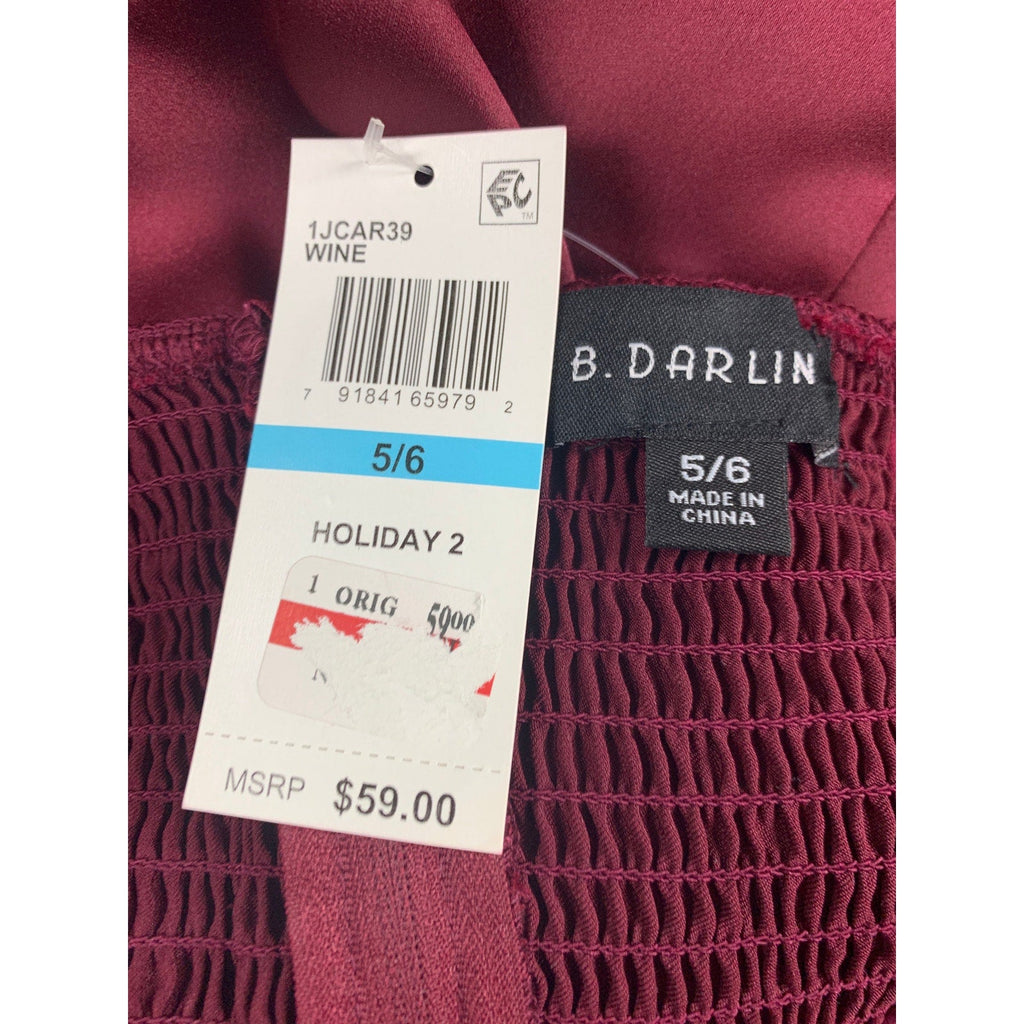 NWT New B Darlin Juniors Size 5/6 Wine Holiday Party Prom Long Sleeve Dress