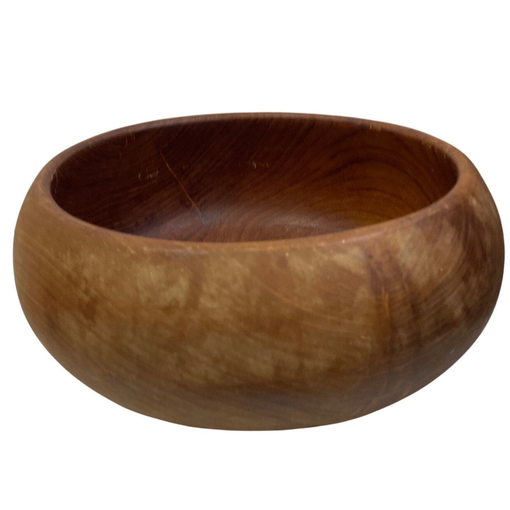 Set of 4 Vintage Rounded Edges Walnut Wood Serving Salad Bread Fruit Bowls