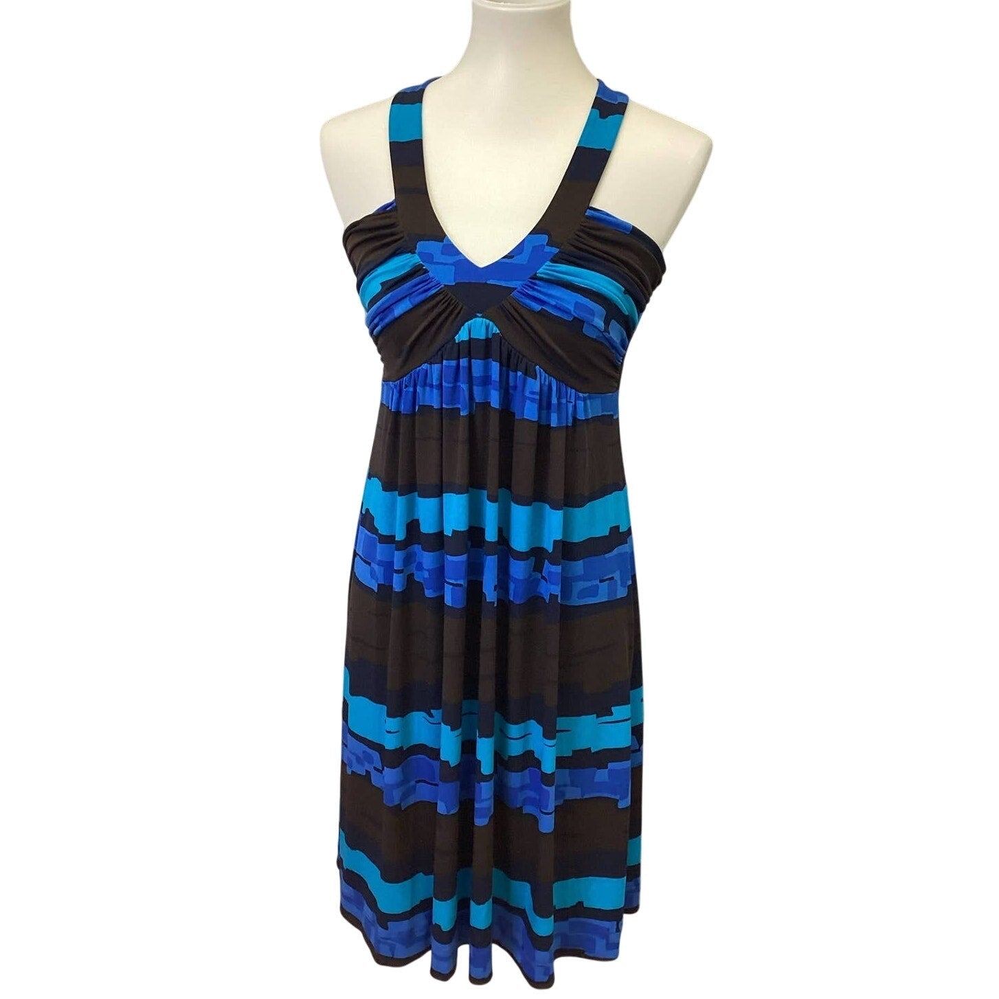 Calvin Klein Womens Size 4 Sleeveless PolyBlend Striped Fit Flare Strappy Dress