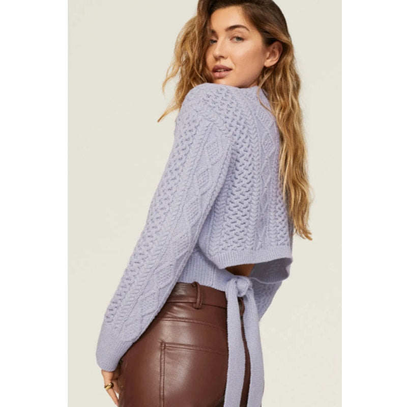 Rails Womes XL Amy Tie Back Long Sleeve Crew Neck Cropped Cable Knit Sweater
