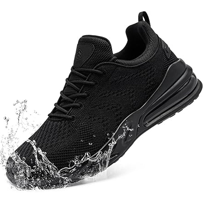Larnmern Mens 11 Black Mesh Lace Up Non Slip Air Cushion Waterproof Work Shoes