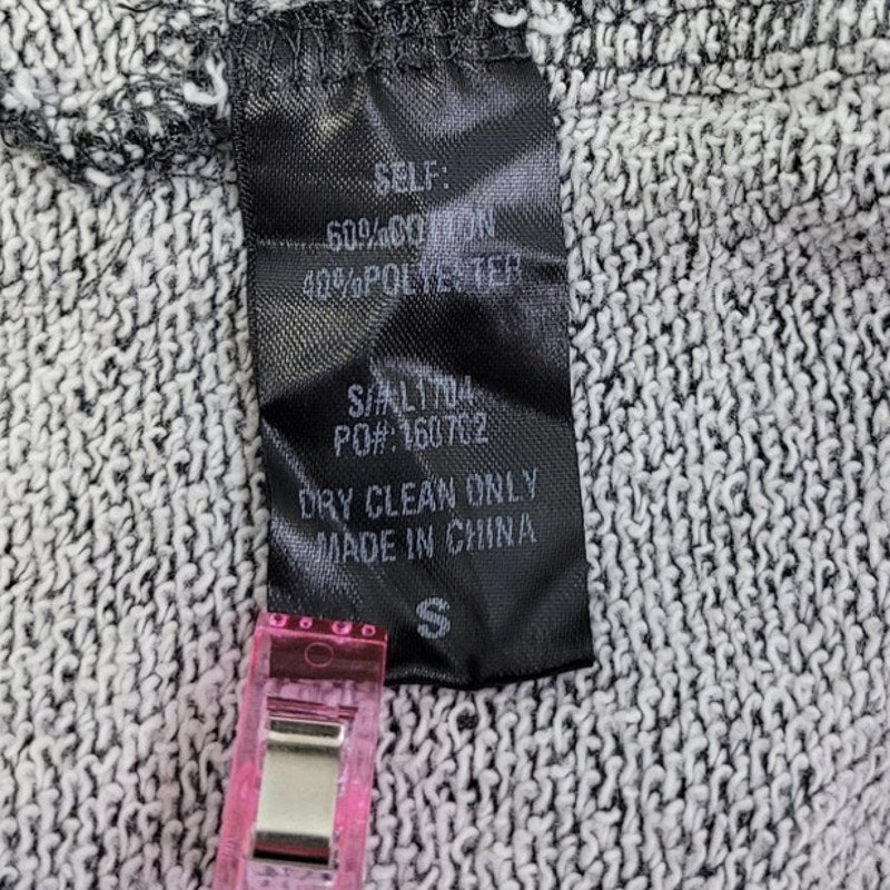 Hand Printed Upcycled Womens Small Mama Gathered Waist Full Zip Hoodie Jacket
