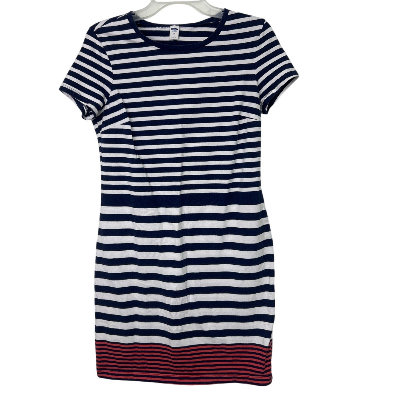 Old Navy Womens Medium Cotton Blend Short Sleeve Navy Striped BodyCon Dress
