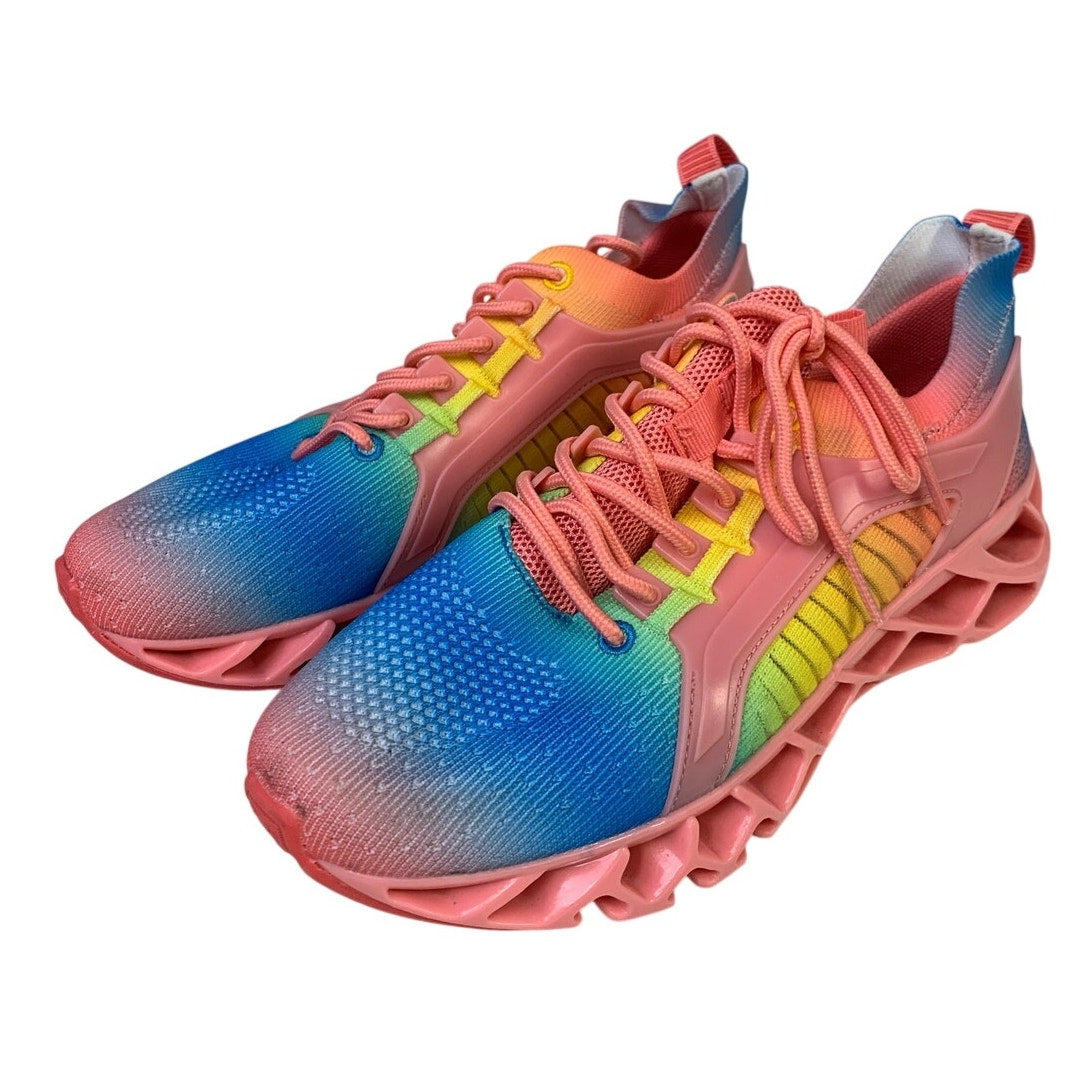 Womens Size 8 Rainbow Sneakers Lace Up Low Top Round Toe Athletic Shoes