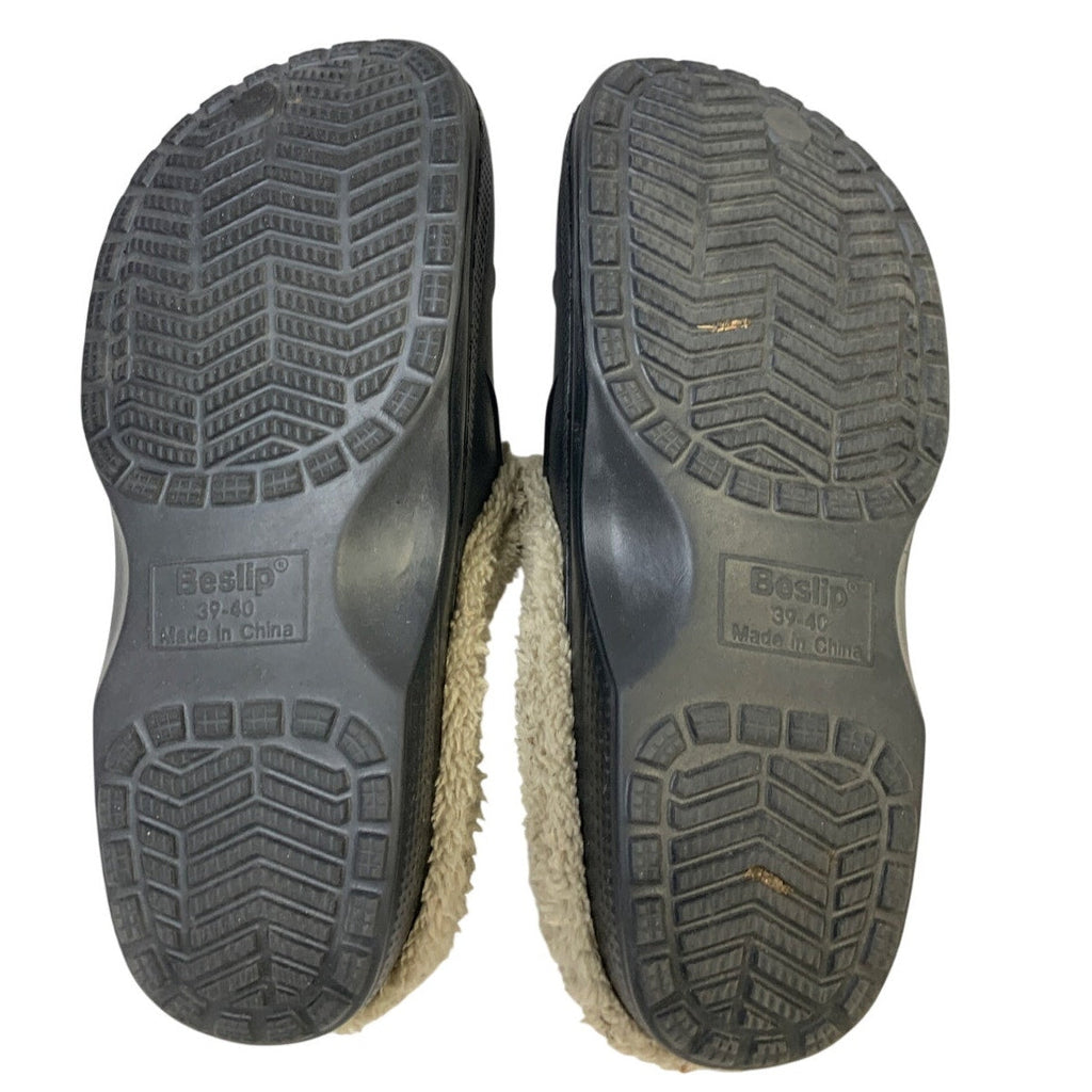 Beslip Womens Size 9 Black Clogs Fur Lined Round Closed Toe Slip On Shoes