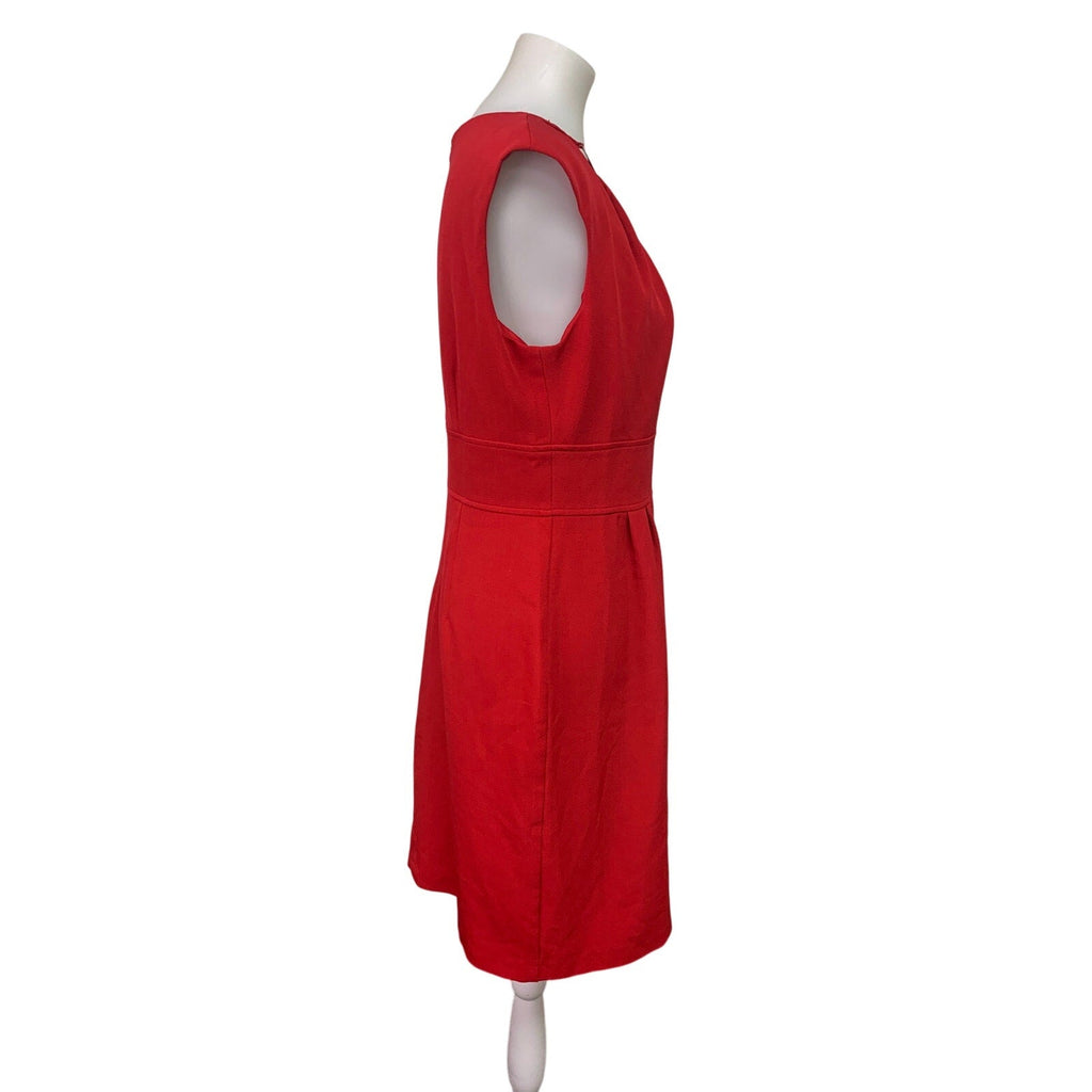 DressBarn Womens Size 10 Gold Bangle Necklace Red Career Sleeveless Sheath Dress