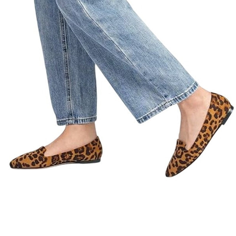 New Musshoe Womens Size 10 Brown Leopard Spot Pointy Toe Slide On Flat Shoes