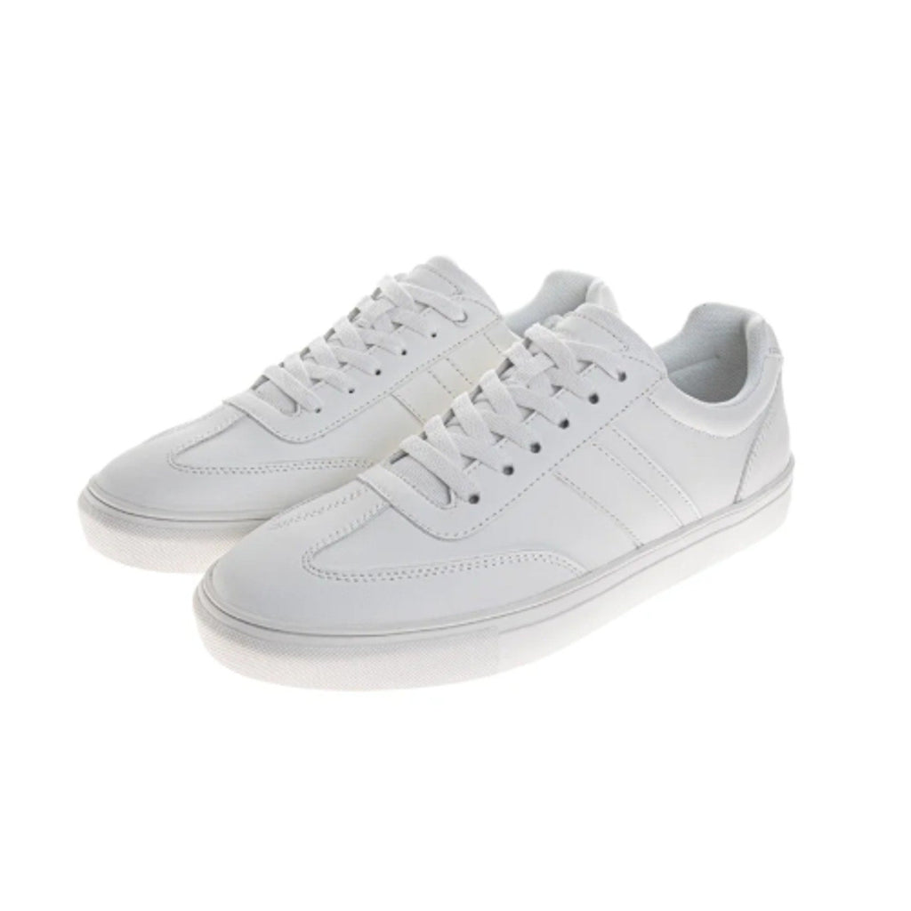 New Perry Ellis Mens Size 10.5 White Faux Leather Lace Up Low Top Sneaker Shoes