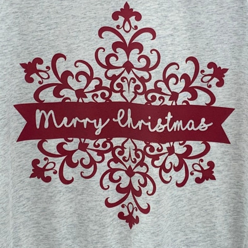 New Hand Printed Womens Medium Merry Christmas Holiday Long Sleeve Tee Shirt