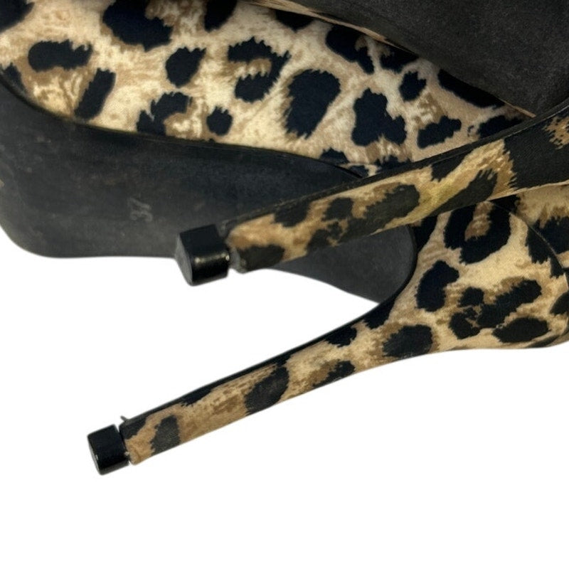 Caglglz Womens Size 7 Leopard Print 4.25" Heel Boot Pointed Toe Thigh High Shoes