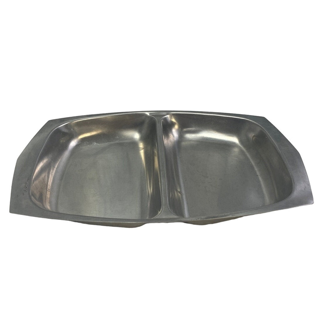 Vintage Shiny Metal Stainless Steel Divided Serving Trinket Collectible Tray
