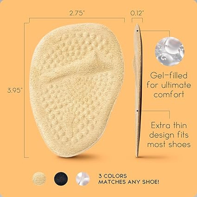 New Walkize Womens Dark Tan Self Adhesive Ball of Foot Cushions Shoe Insert Pads
