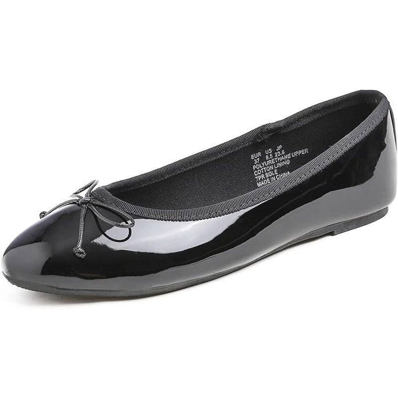 Fever Sole Womens Size 9.5 Black Flats Mini Bow Slip On Round Closed Toe Shoes