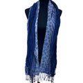 Lot of 2 Blue Lightweight Fashion Fringed Scarf Wrap Coverup Shawls