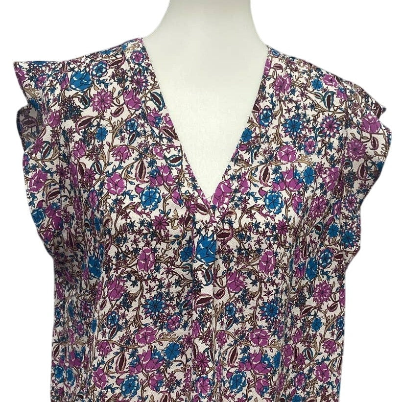 Dalia Womens XL Sleeveless V-Neck Floral Polyester Blend Vines Tank Top Blouse