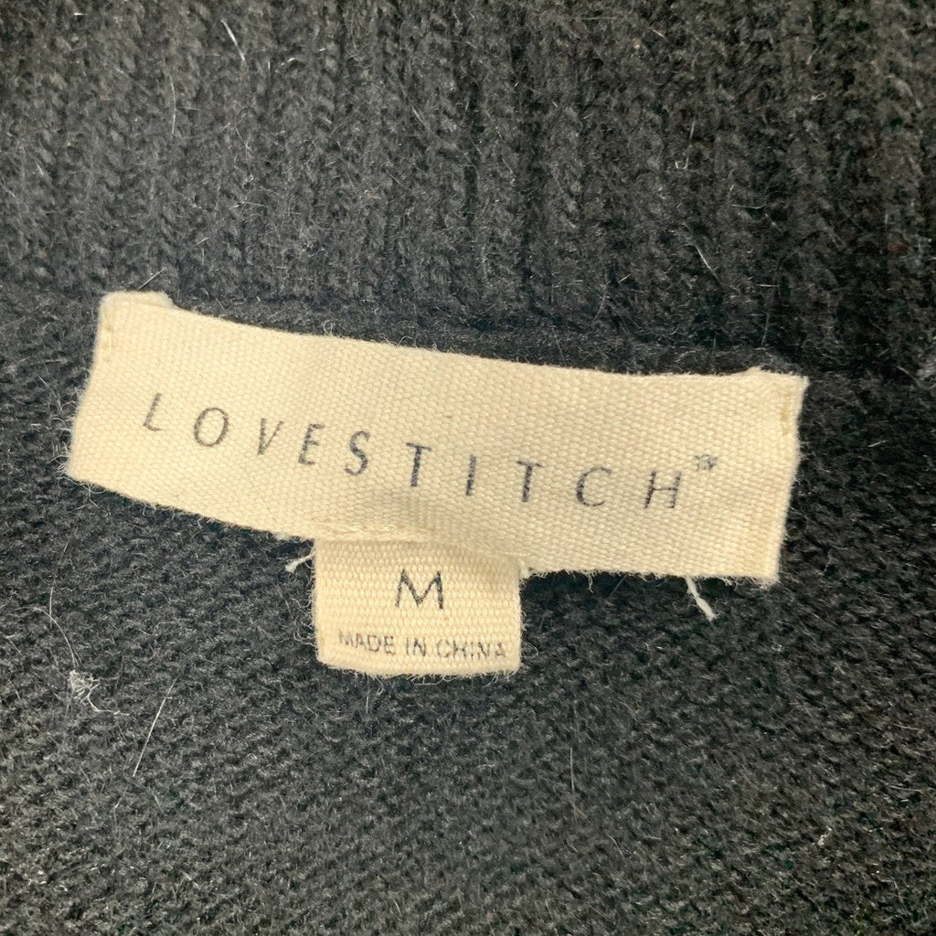 Love Stitch Womens Medium Black Long Sleeve Open Front Knit Cardigan Sweater