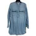 J Crew Womens Medium 100% Cotton Long Sleeve Half Button Midi Denim Shirt Dress