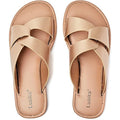 Luoika Womens Size 9W Wide Gold Criss Cross Flat Slide On Sandal Strappy Shoes