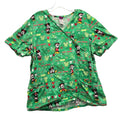 Disney Womens Large 100% Cotton Mickey & Minnie Merry Christmas Scrub Top